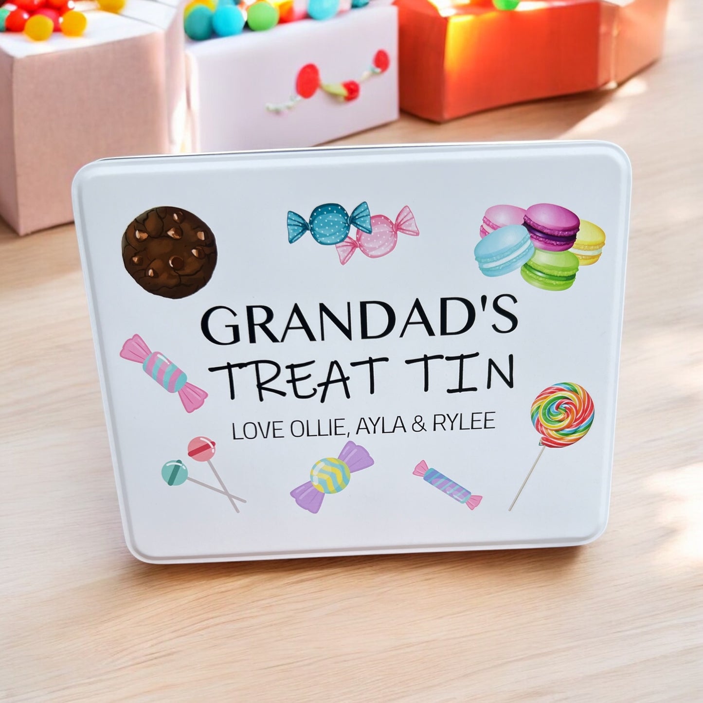 Personalised treats tin