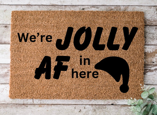 Jolly AF christmas - door mat - 4 Little Dreamers